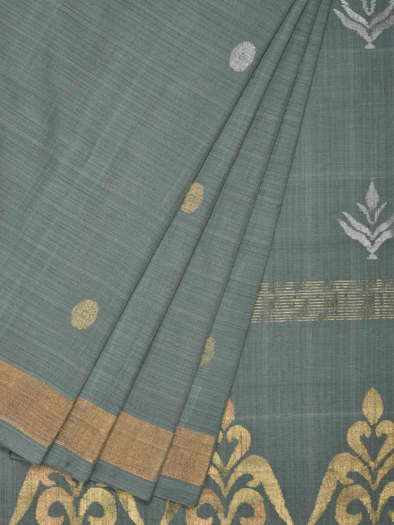 Grey Uppada Cotton Handloom Saree with Trishul Pallu Design u1487
