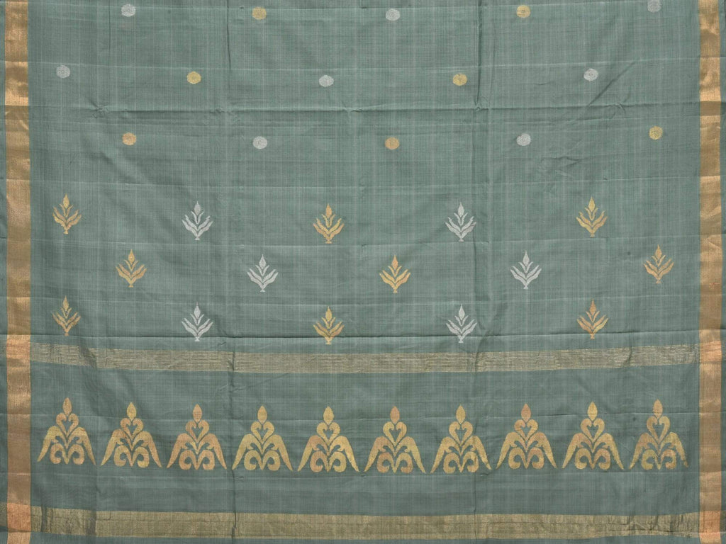Grey Uppada Cotton Handloom Saree with Trishul Pallu Design u1487