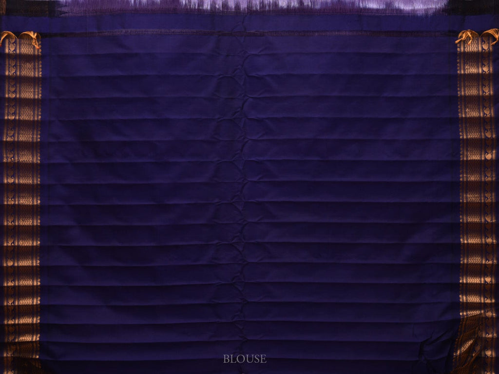 Lavender and Dark Blue Gadwal Silk Handloom Saree with Buta and Border Design g0325