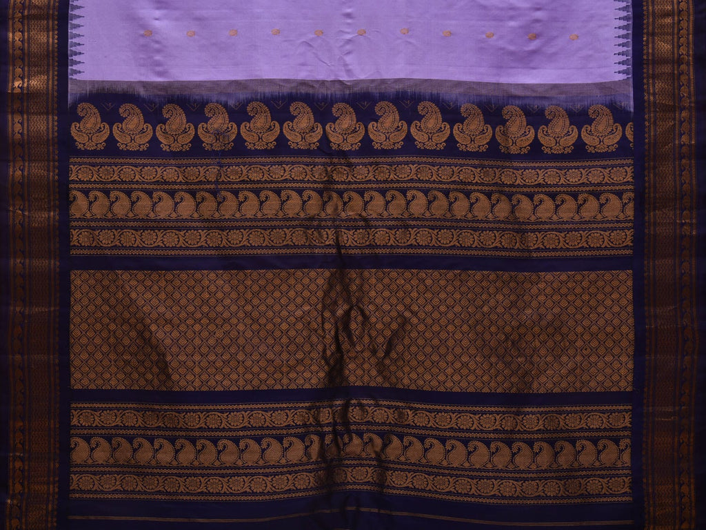 Lavender and Dark Blue Gadwal Silk Handloom Saree with Buta and Border Design g0325