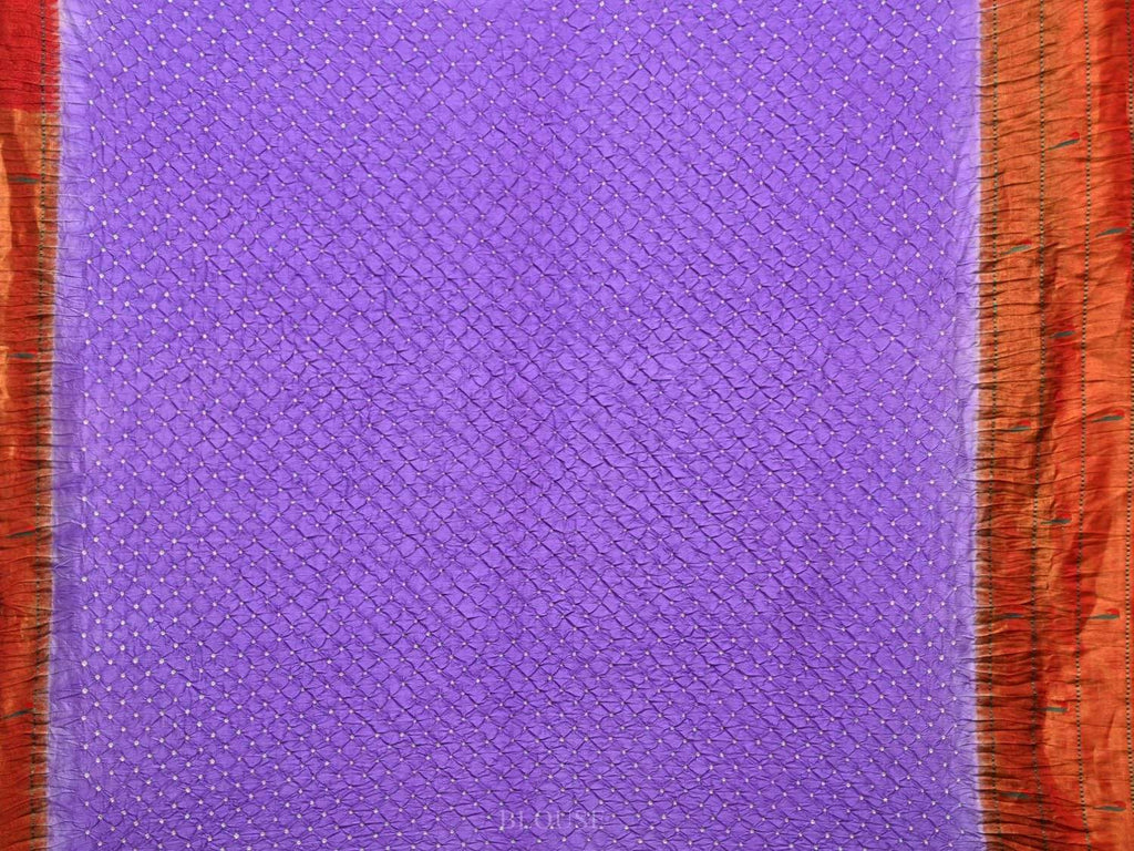 Lavender Bandhani Paithani Silk Handloom Saree with Triple Muniya Border Design bn0283