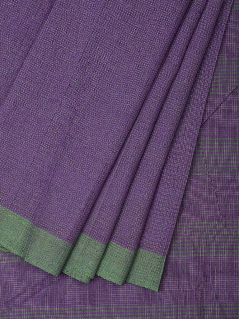 Lavender Mangalgiri Cotton Handloom Saree with Small Checks Design mn0061
