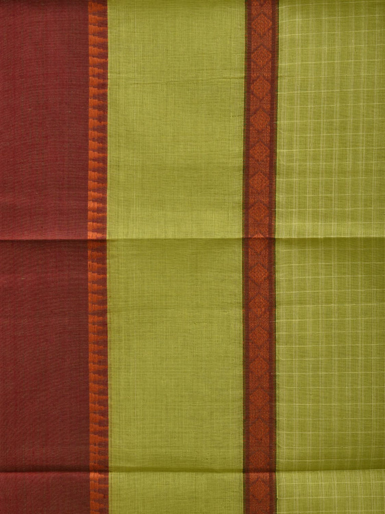 Lemon Green Narayanpet Cotton Handloom Saree with Checks Design No Blouse np0620