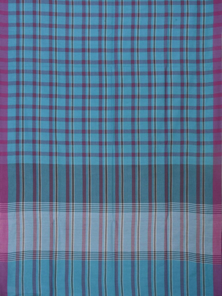 Light Blue and Pink Organic Cotton Handloom Saree with Checks Design o0166
