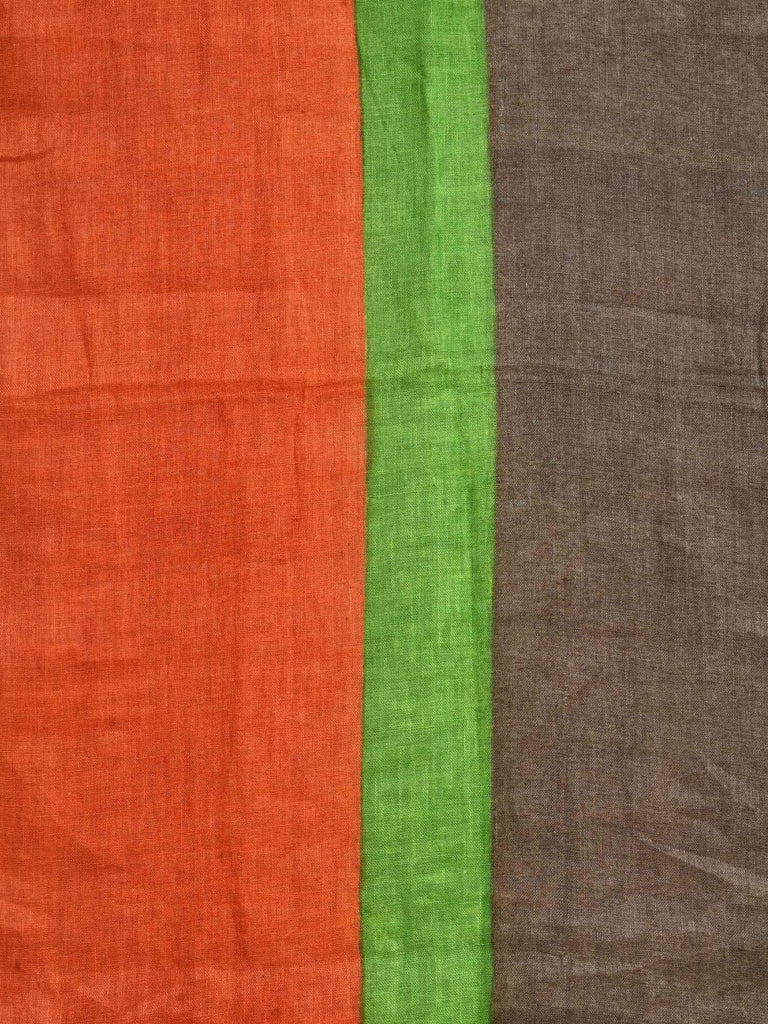 Light Brown Linen Handloom Plain Saree with One Side Big Border L0090