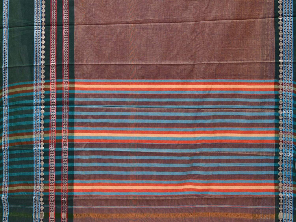 Light Brown Narayanpet Cotton Handloom Plain Saree with One Side Big Border Design No Blouse np0294