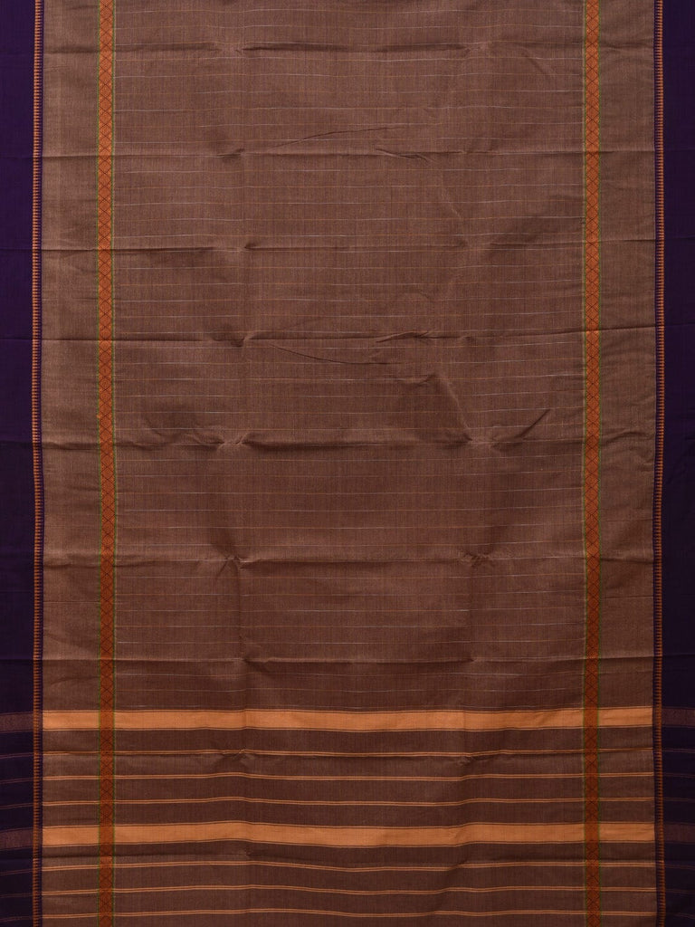 Light Brown Narayanpet Cotton Handloom Saree with Checks Design No Blouse np0621