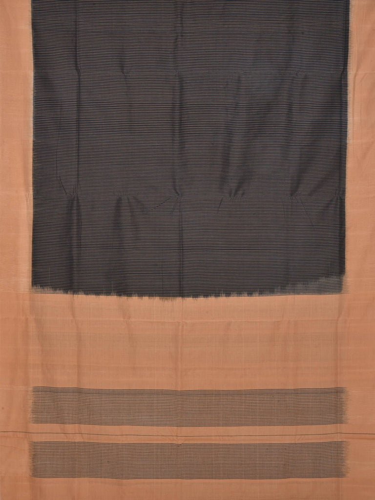 Light Brown Pochampally Ikat Cotton Handloom Saree with Strips Design i0453