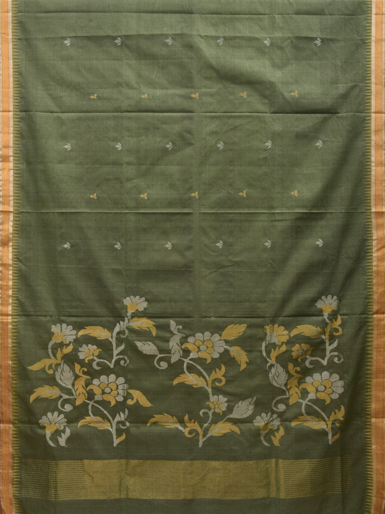 Light Green Khadi Cotton Handloom Saree with Pallu Design kh0551