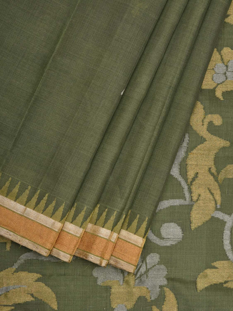 Light Green Khadi Cotton Handloom Saree with Pallu Design kh0551