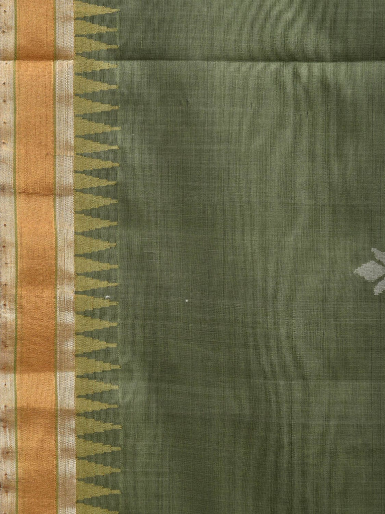 Light Green Khadi Cotton Handloom Saree with Pallu Design kh0551