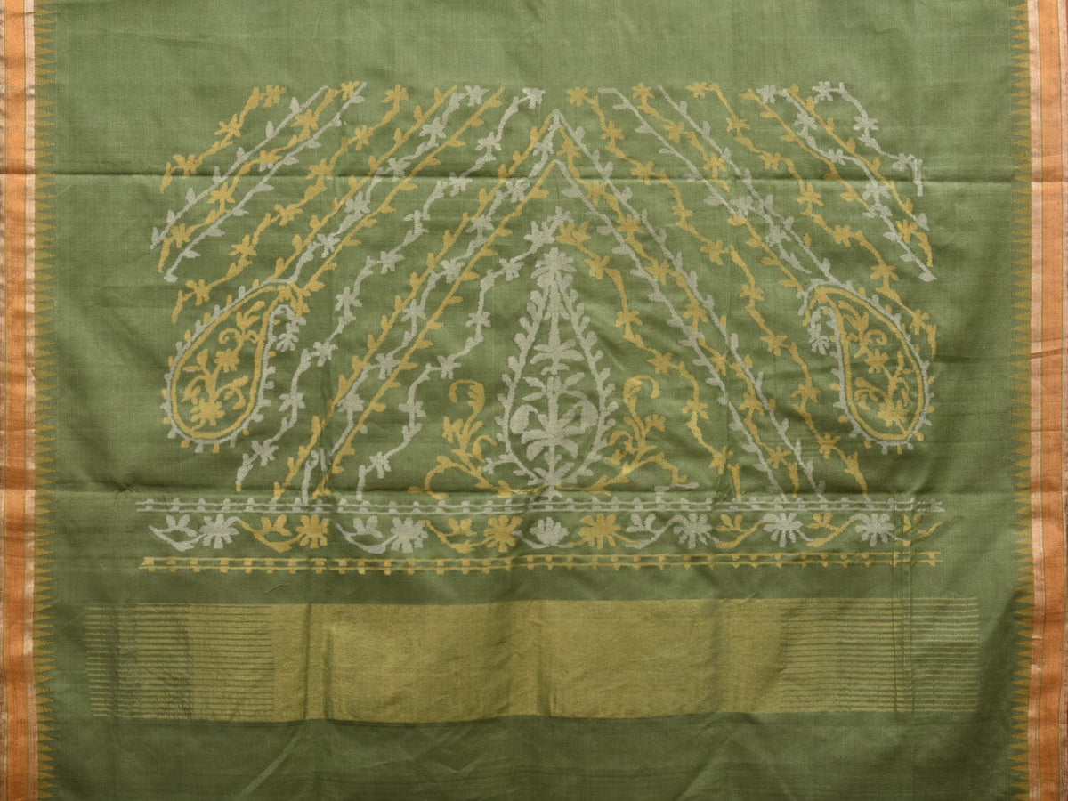 Light green Khadi Cotton Saree main image 0