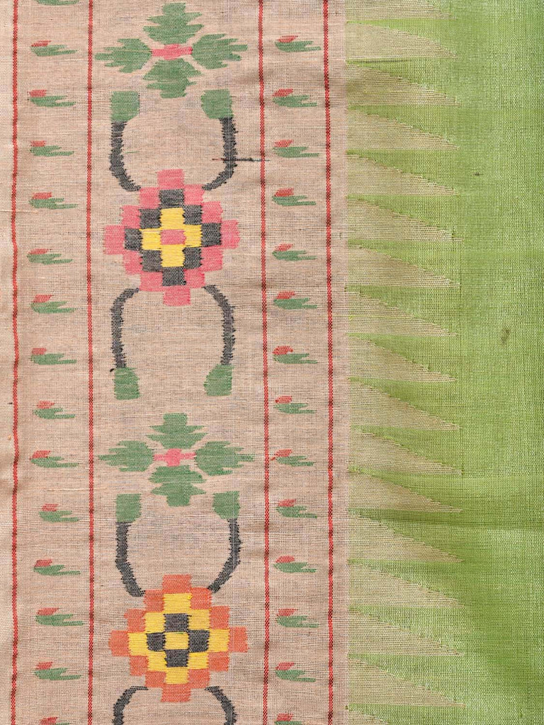 Light Green Paithani Cotton Handloom Saree with Body Buta and Border Design p0343