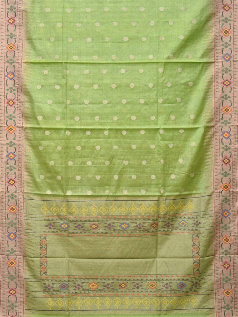Light Green Paithani Cotton Handloom Saree with Body Buta and Border Design p0343