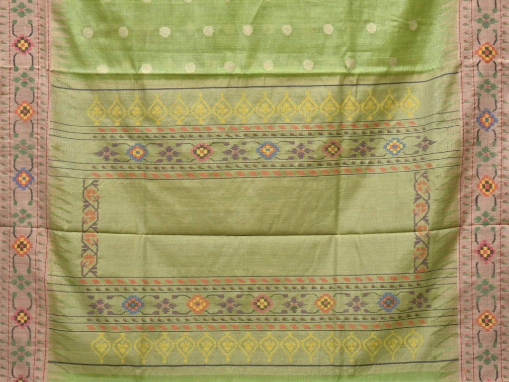 Light Green Paithani Cotton Handloom Saree with Body Buta and Border Design p0343
