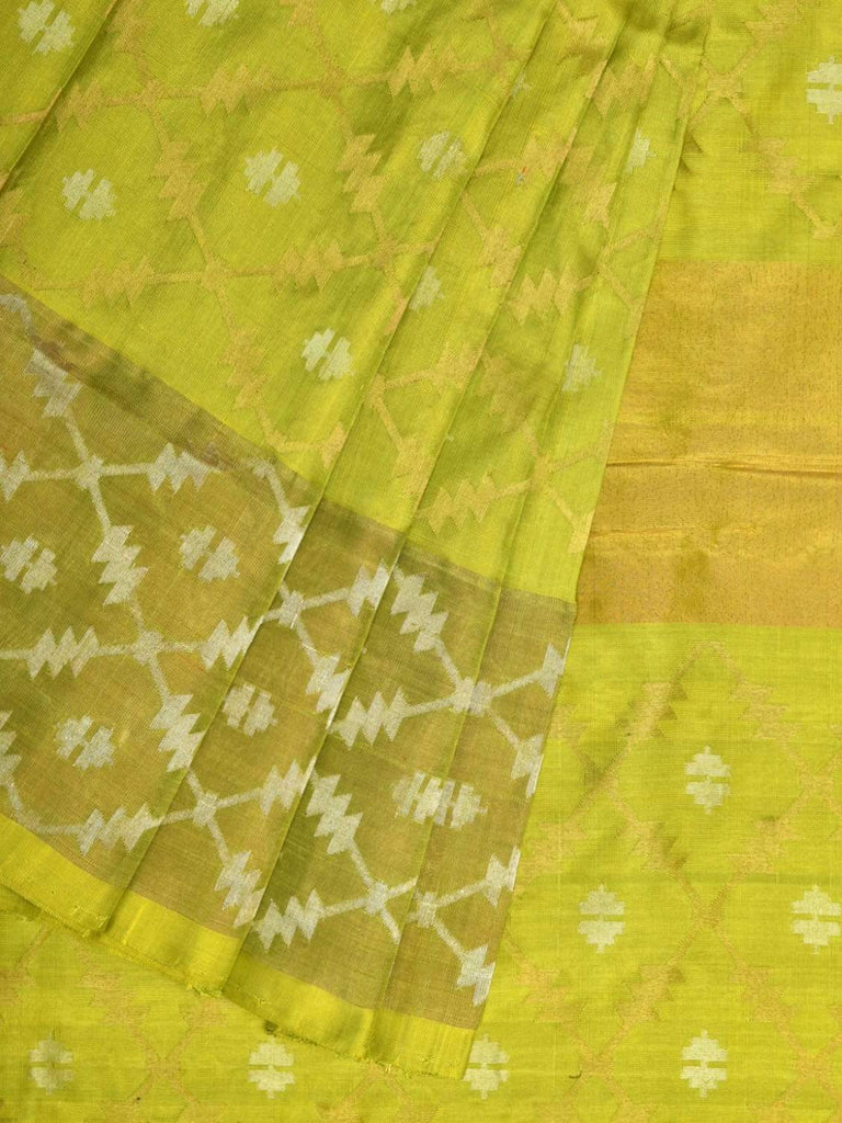 Light Green Uppada Silk Handloom Saree with All Over Jamdani Design u1653