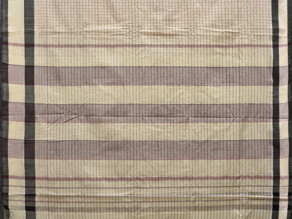Light Yellow Cotton Handloom Saree with Checks Design o0293