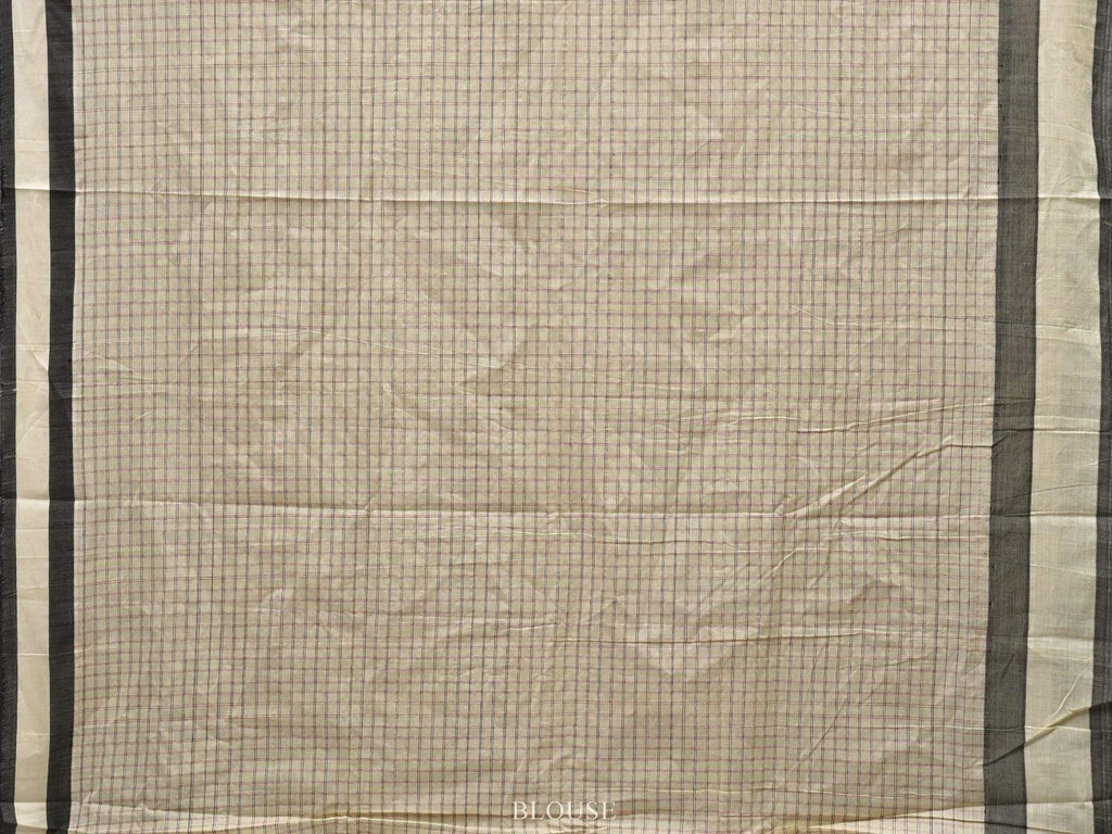 Light Yellow Cotton Handloom Saree with Checks Design o0293