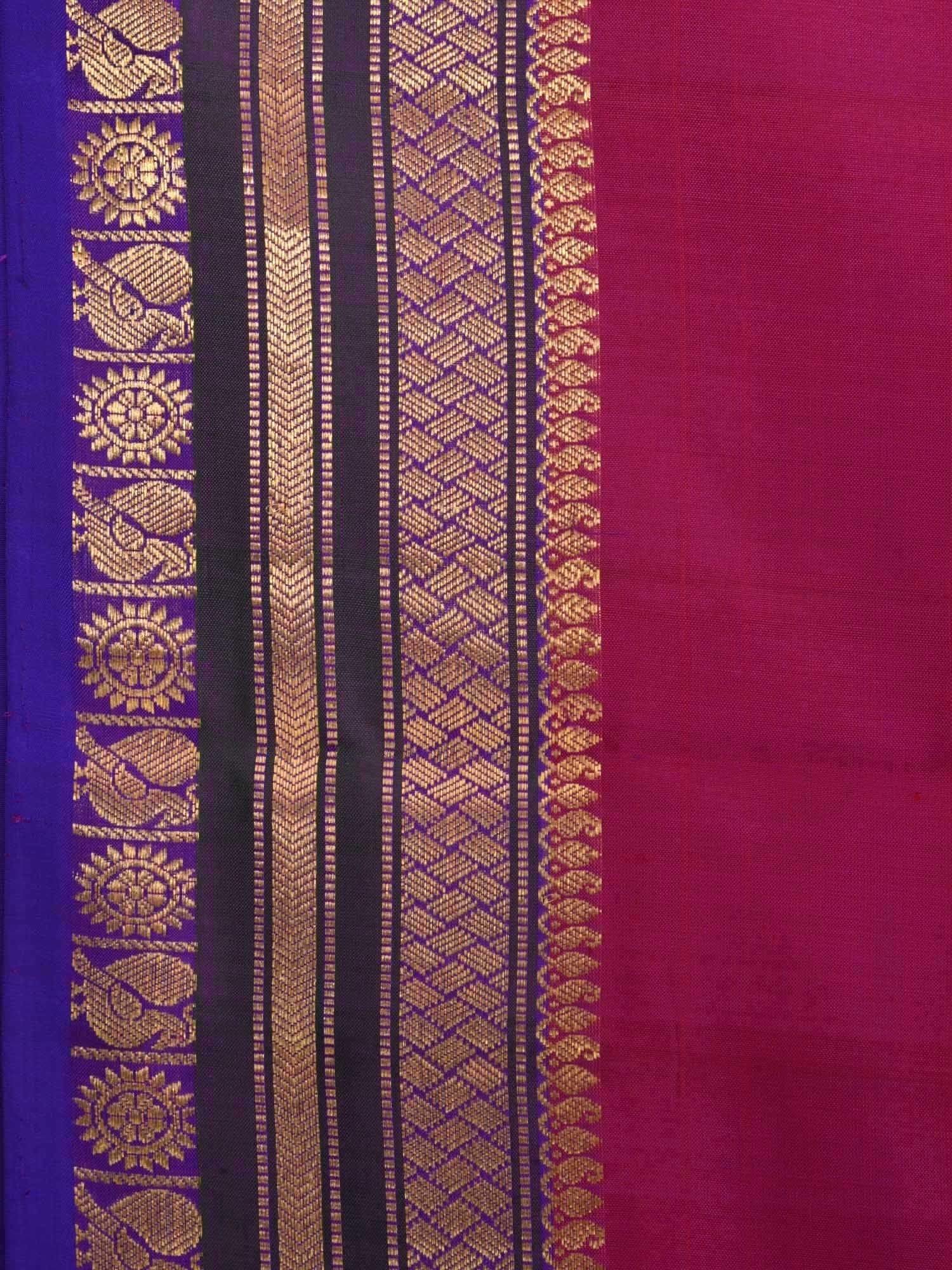 Golden And Pink Mysore Handloom Pure Crepe Silk Checks Saree - Buy Now