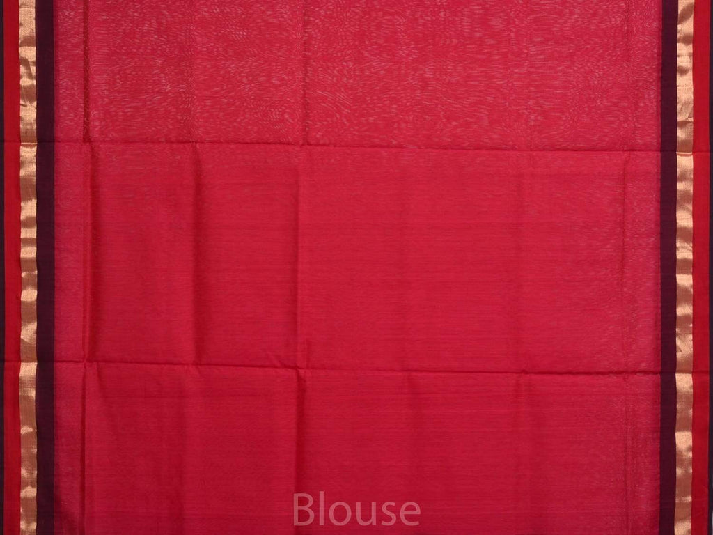 Magenta Maheshwari Cotton Silk Handloom Plain Saree with Strips Pallu Design m0083