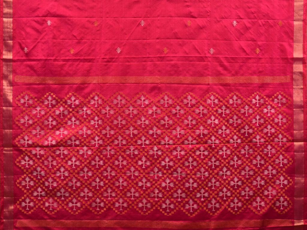 Magenta Uppada Silk Handloom Saree with Jamdani Pallu Design u1866