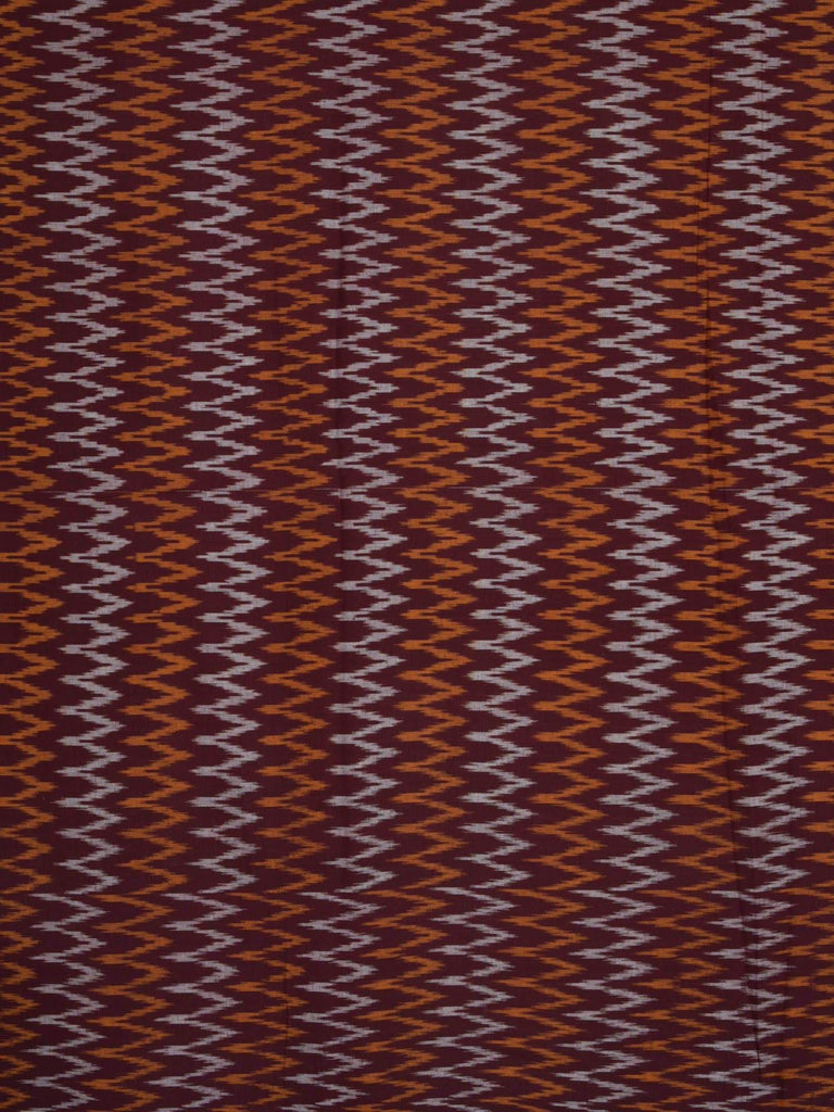 Maroon Ikat Cotton Handloom Fabric With Zig-Zag Design F0110
