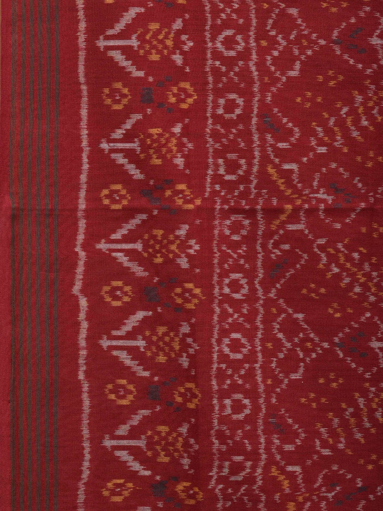 Maroon Ikat Cotton Handloom Saree with All Over Design i0714
