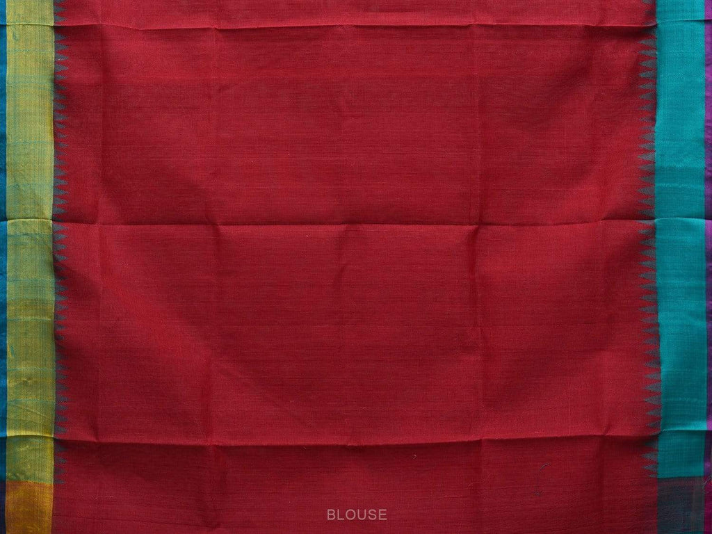 Maroon Khadi Cotton Handloom Plain Saree with Ganga-Jamuna Border Design kh0528