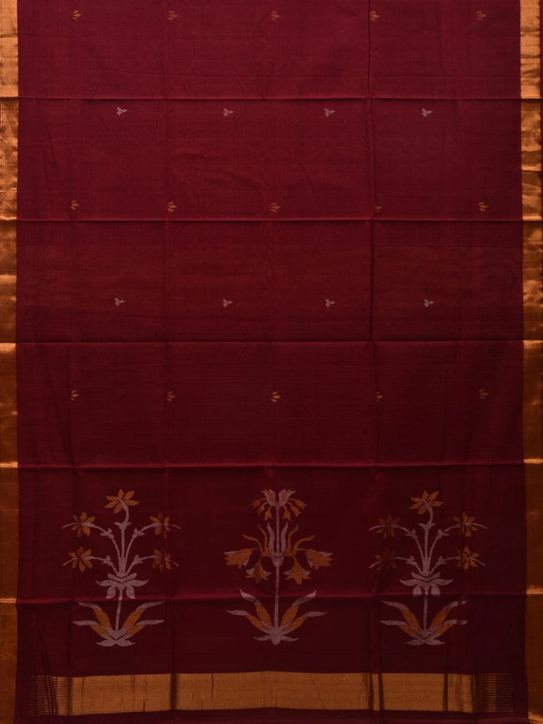 Maroon Khadi Cotton Handloom Saree with Pallu Design kh0547