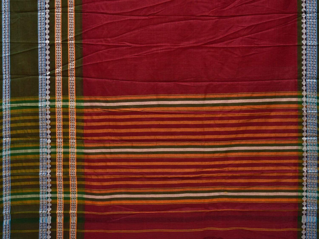 Maroon Narayanpet Cotton Handloom Plain Saree with One Side Big Border Design No Blouse np0295