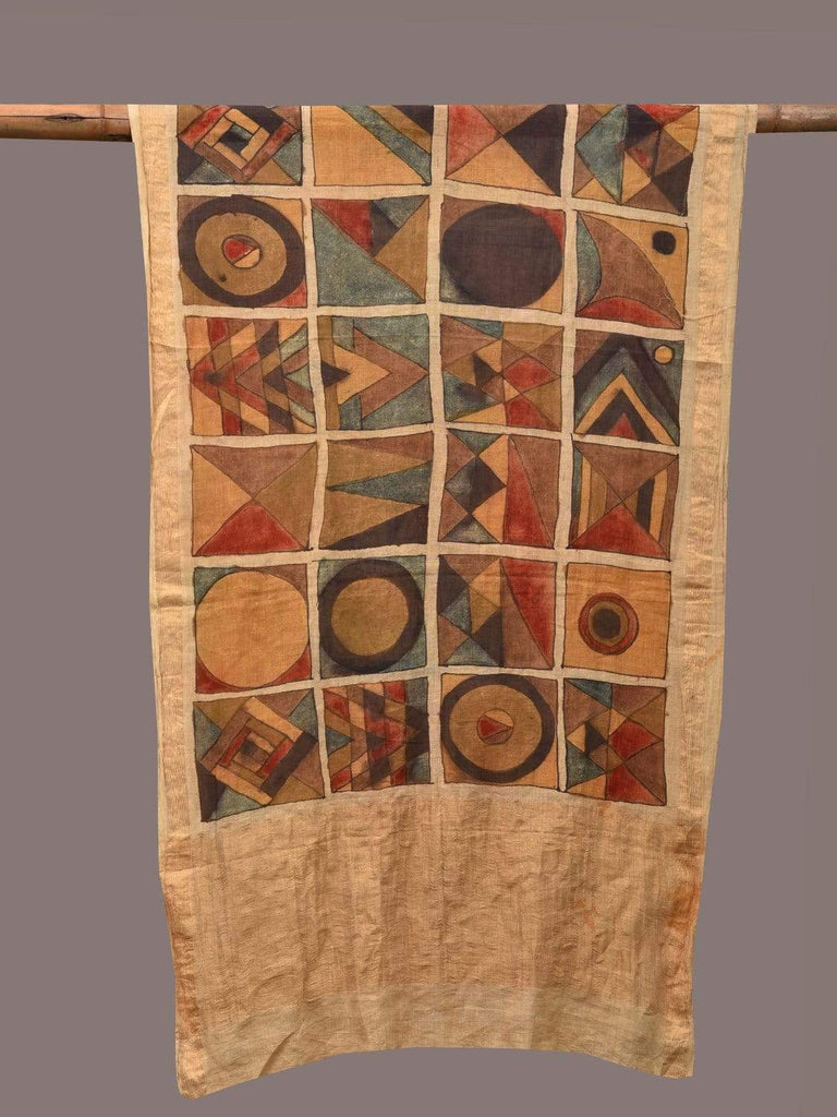 Multicolor Kalamkari Hand Painted Cotton Handloom Stole with Geometrical Design ds2355