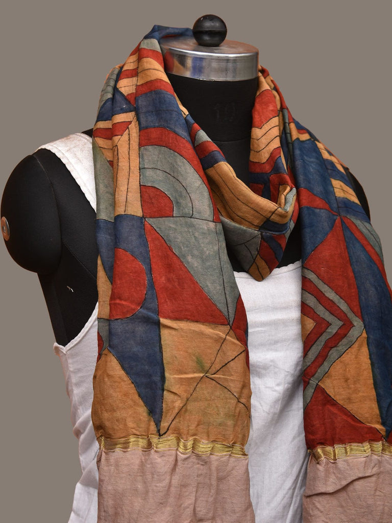 Multicolor Kalamkari Hand Painted Cotton Silk Handloom Dupatta with Geometric Design sd3135