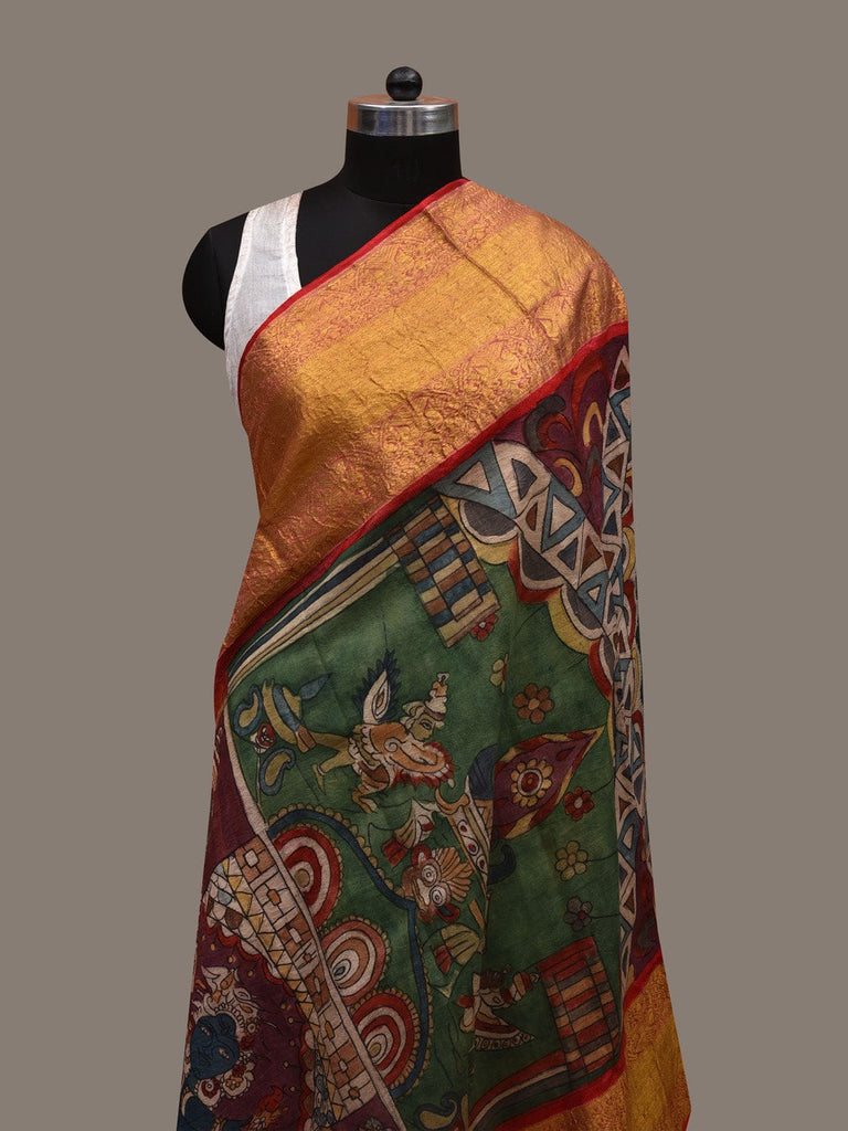 Multicolor Kalamkari Hand Painted Kanchipuram Silk Handloom Dupatta with Krishna Design ds2906