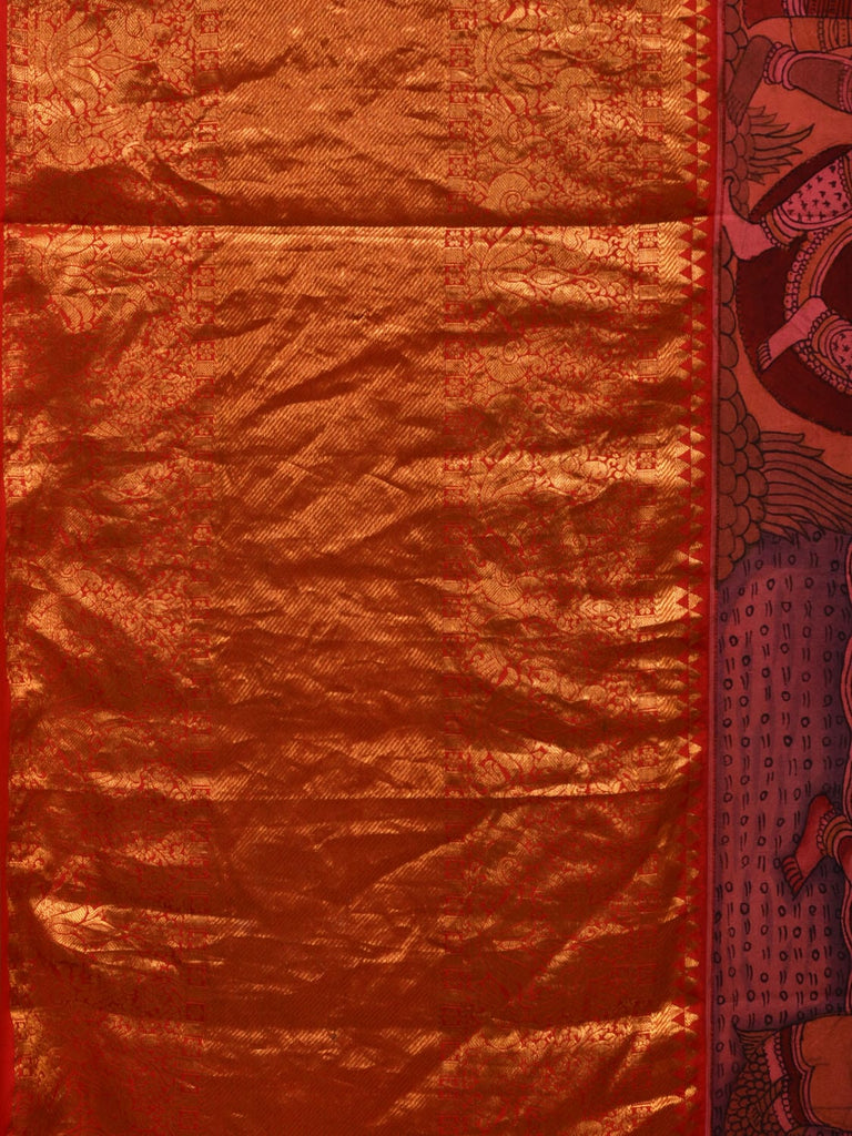 Multicolor Kalamkari Hand Painted Kanchipuram Silk Handloom Saree with Ramayana Design KL0681