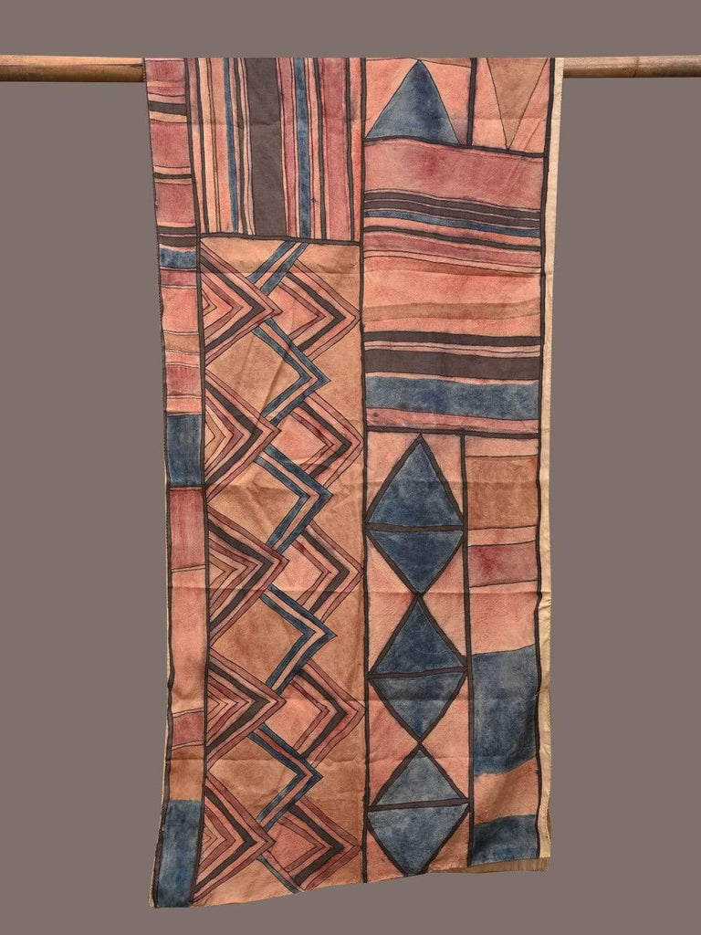Multicolor Kalamkari Hand Painted Silk Stole with Geometric Design ds2326