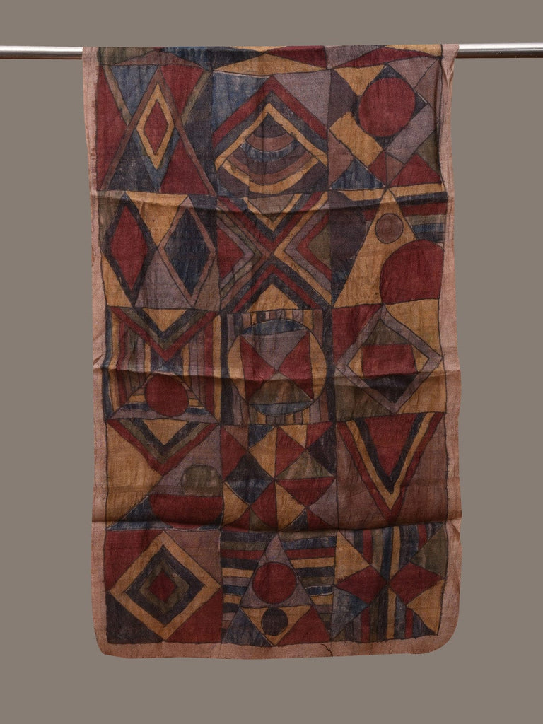 Multicolor Kalamkari Hand Painted Tussar Handloom Stole with Geometric Design ds2912