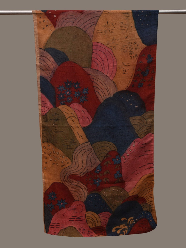 Multicolor Kalamkari Hand Painted Woolen Handloom Stole with Mountains Design ds2760