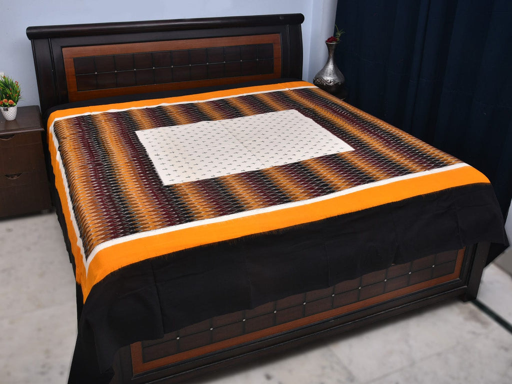Multicolor Pochampally Ikat Cotton Handloom Bedsheet with Grill Design 90 x 108 Inches No Pillow Covers bd0063
