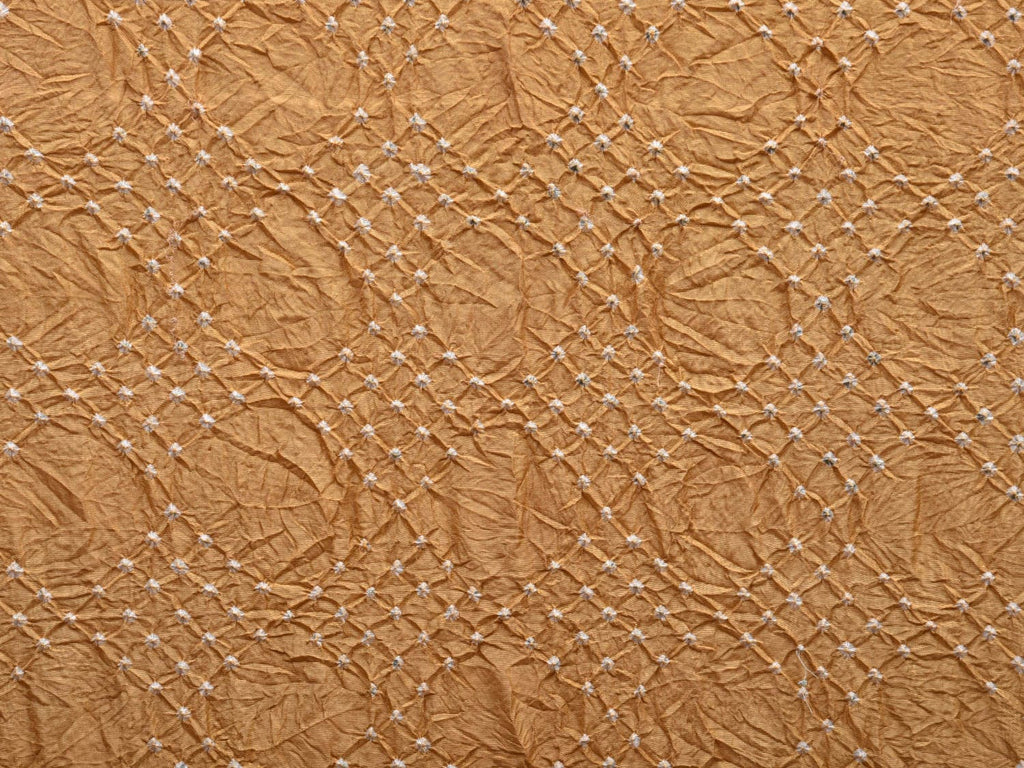 Mustard and Red Bandhani Kanchipuram Silk Handloom Dupatta with Border Design ds2692