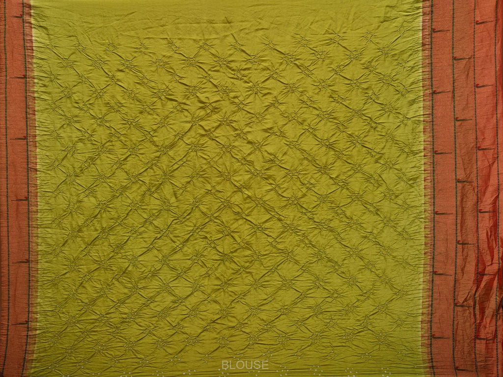 Mustard Bandhani Paithani Silk Handloom Saree with Triple Muniya Border Design bn0399
