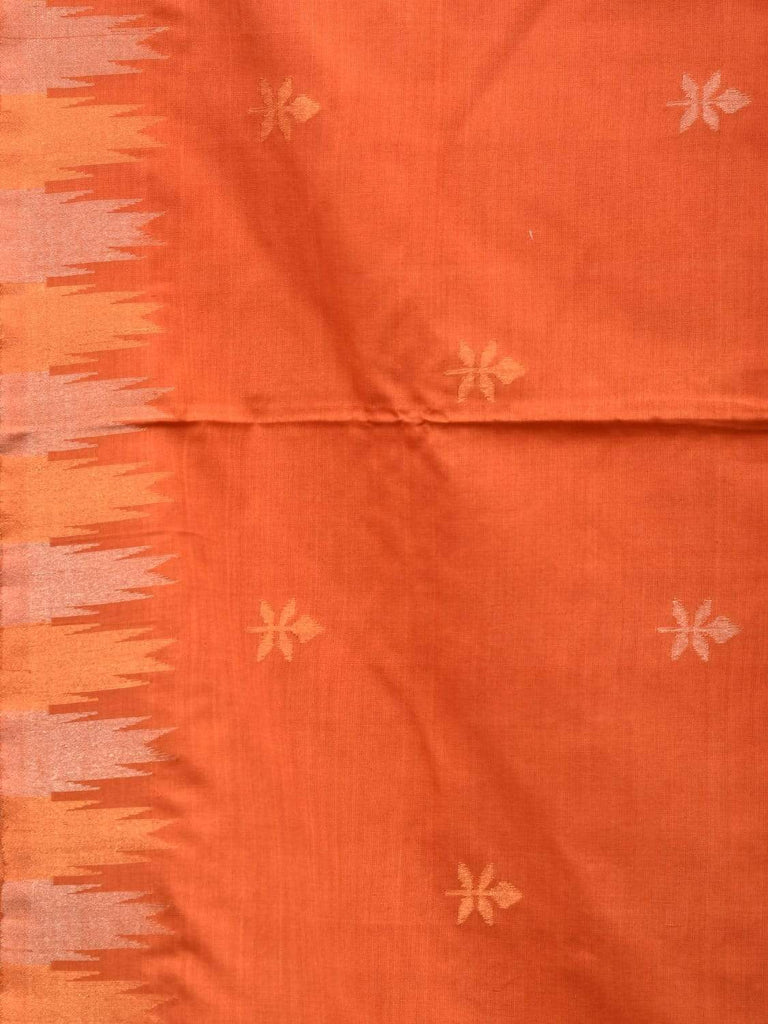 Mustard Khadi Cotton Handloom Saree with Temple Border and Buta Design kh0519