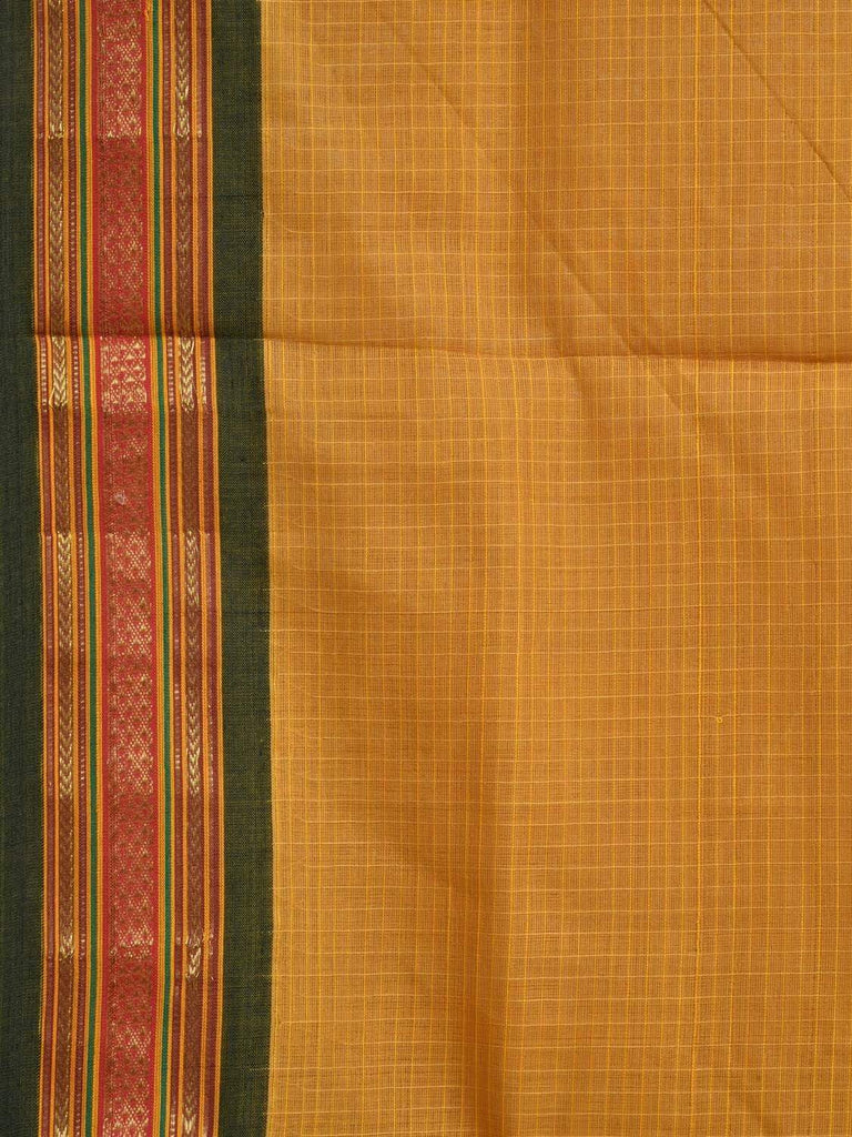 Mustard Narayanpet Cotton Handloom Saree with Checks and Border Design No Blouse np0244