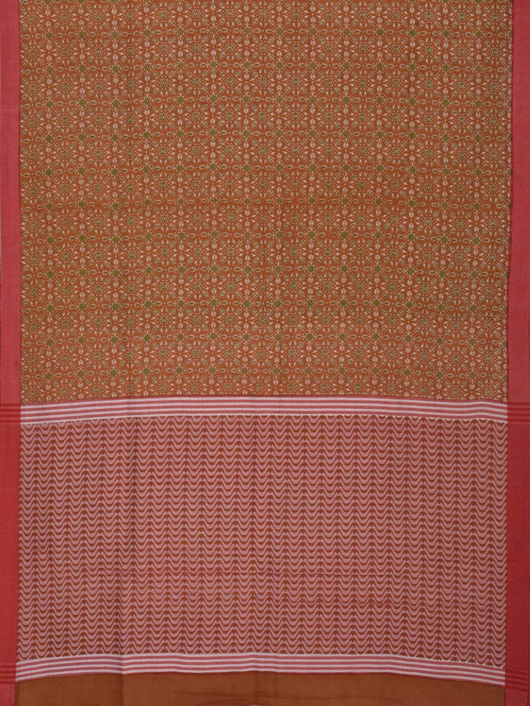 Mustard Organic Cotton Handloom Saree with Printed Design o0169