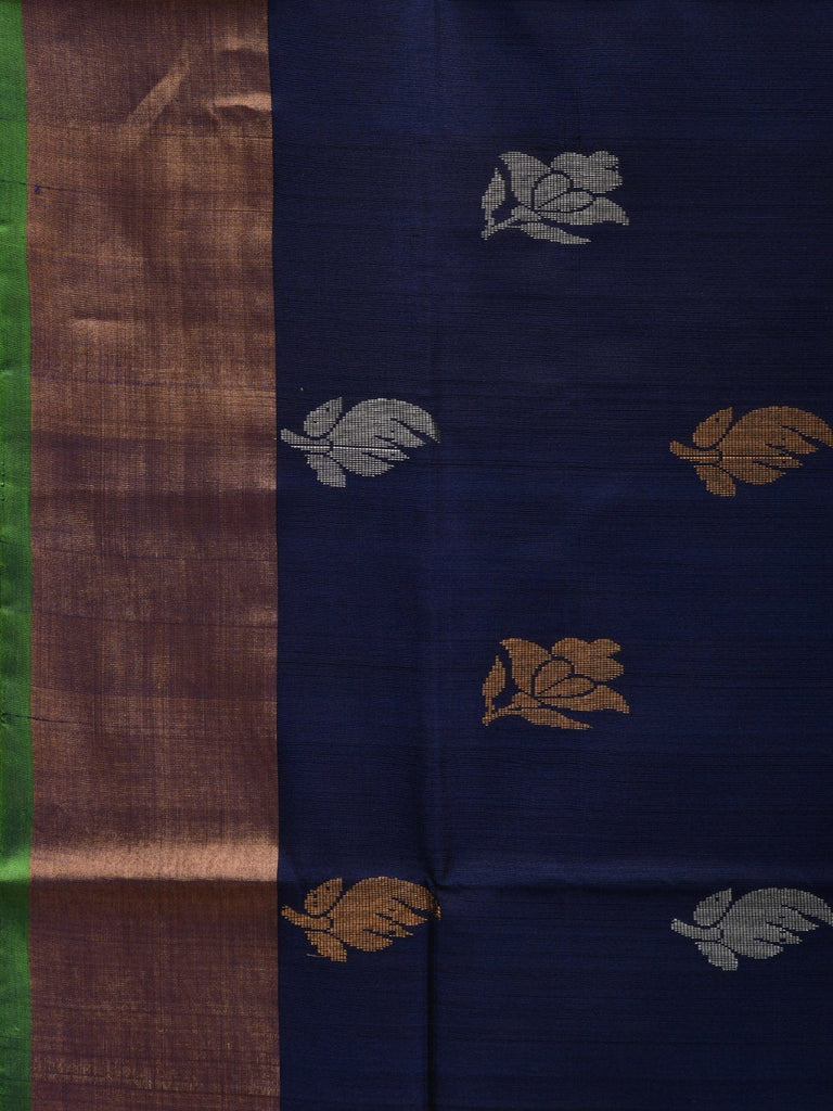 Navy and Green Uppada Silk Handloom Saree with Body Buta Design u1830