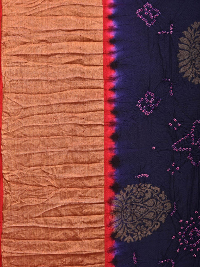 Navy Bandhani Kanchipuram Silk Handloom Saree with Body Buta Design bn0414