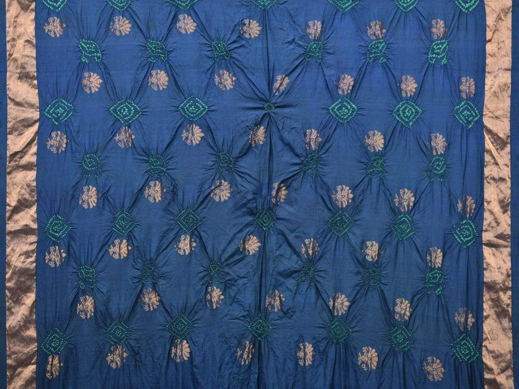 Navy Bandhani Uppada Silk Handloom Saree with Nilambari Buta Design bn0192