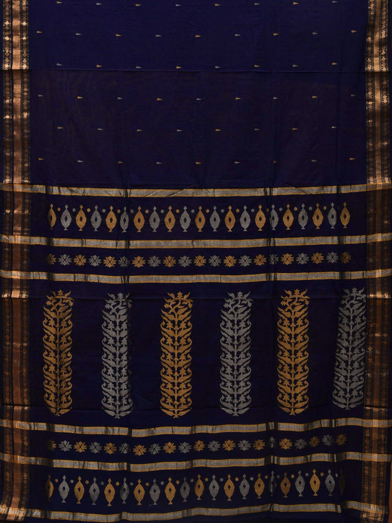 Navy Uppada Cotton Handloom Saree with Karpur Pallu Design u1844