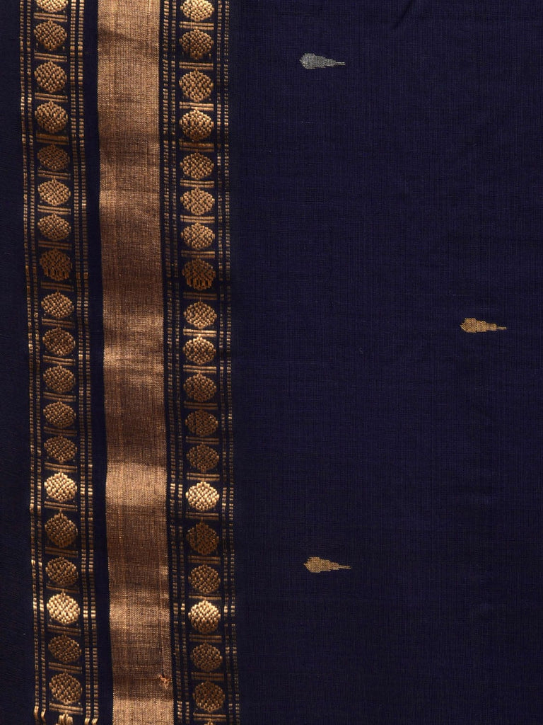 Navy Uppada Cotton Handloom Saree with Karpur Pallu Design u1844