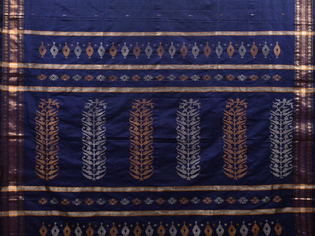 Navy Uppada Silk Handloom Saree with Karpur Pallu Design u1867