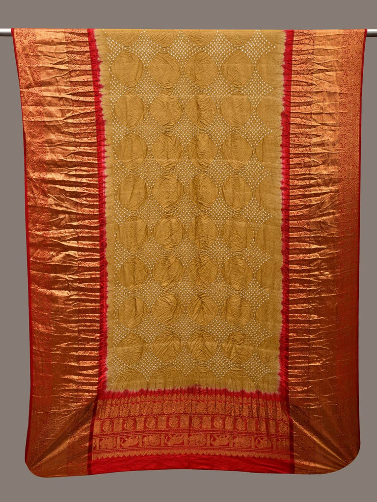 Olive and Red Bandhani Kanchipuram Silk Handloom Dupatta with Border Design ds2848